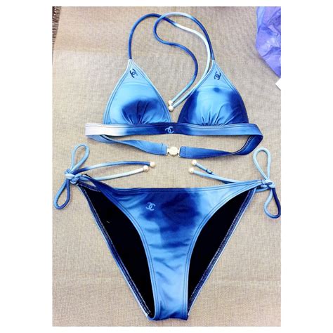 blue chanel bikini|Chanel swimsuits.